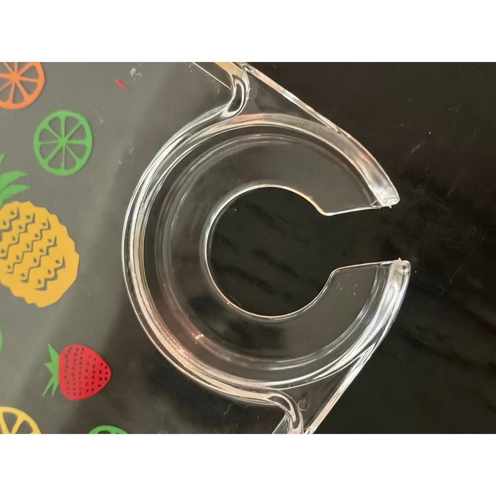 Vintage Acrylic Tropical Fruit Snack Trays with Wine Glass Holder Set of 8